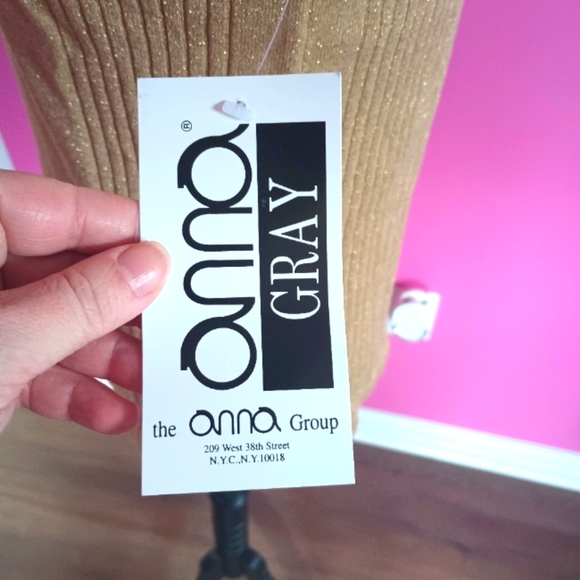 Vintage Anna Gray Metallic Gold Mock Neck Top (NWT!!) - Picture 4 of 7